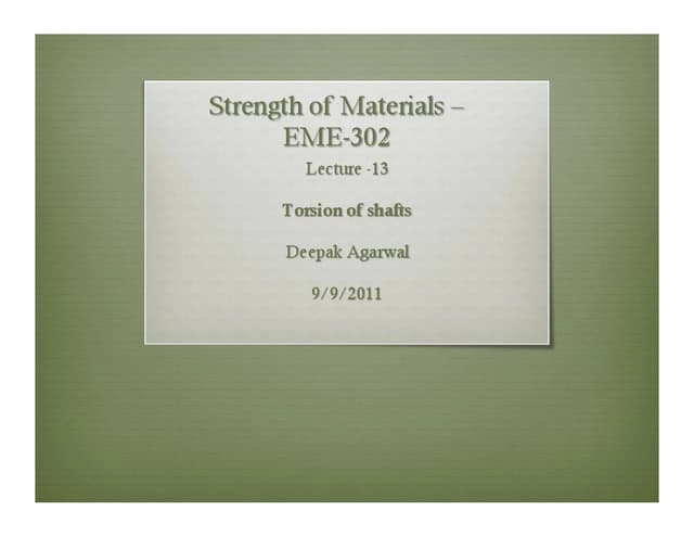 Shaft Design Stress Torsion Bending Analysis