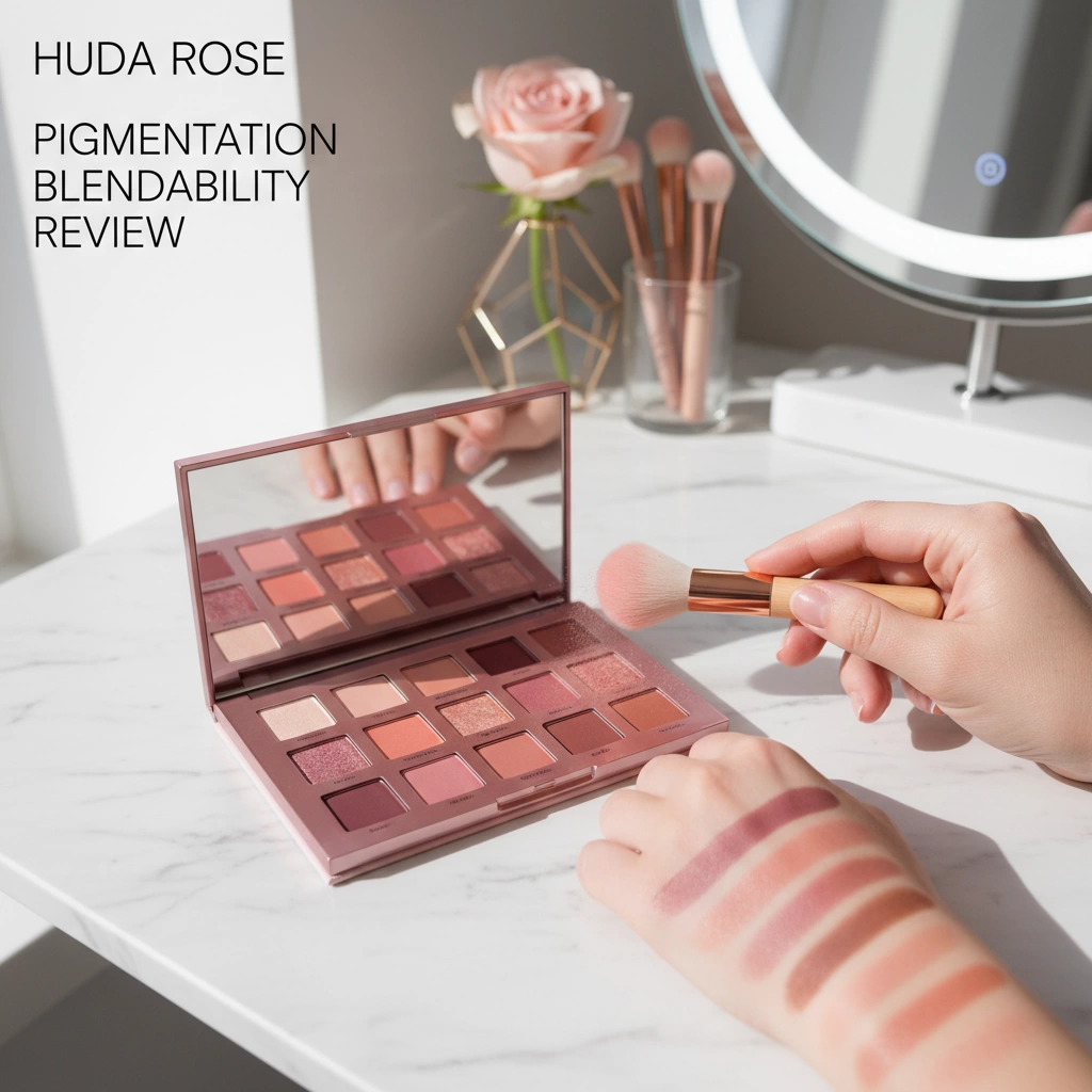 Rose Palette Huda Review | Swatches and Best Looks Guide 2 Huda Rose Palette Pigmentation Blendability Review