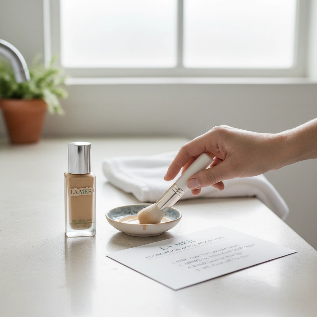 La Mer Foundation Soft Fluid SPF 20 Hydrating Long Wear Makeup 2 La Mer Foundation Application Tips