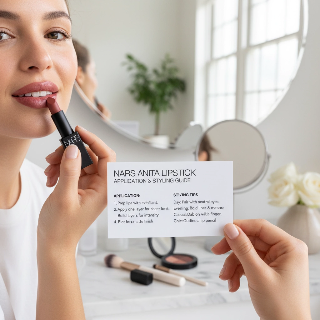 NARS Anita Audacious Lipstick Review Hydrating Satin Rose Nude 2 NARS Anita Lipstick Application and Styling Guide