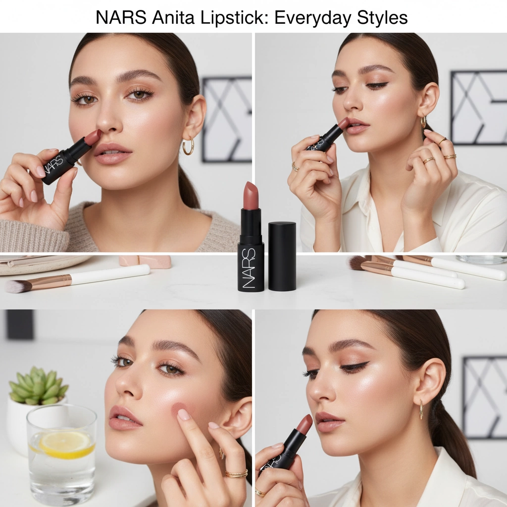 NARS Anita Audacious Lipstick Review Hydrating Satin Rose Nude 6 NARS Anita Lipstick Styling Ideas