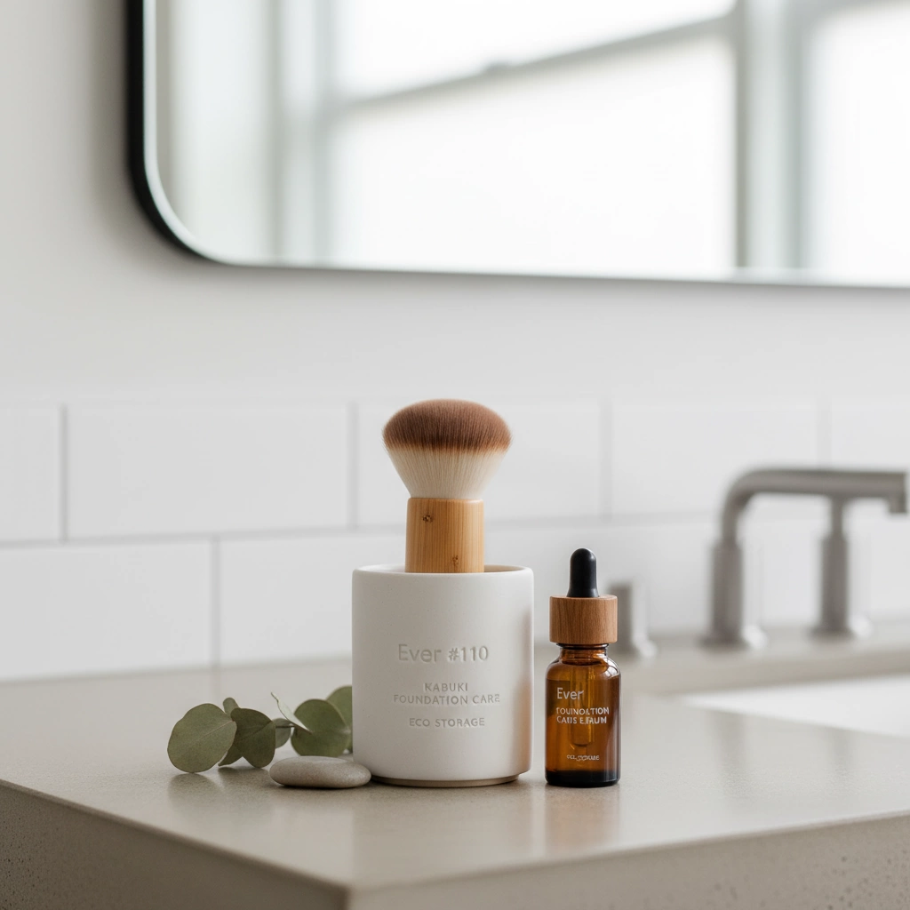 MAKE UP FOR EVER #110 Medium Foundation Kabuki Brush for Flawless Coverage 3 Ever #110 Kabuki Foundation Care and Eco Storage