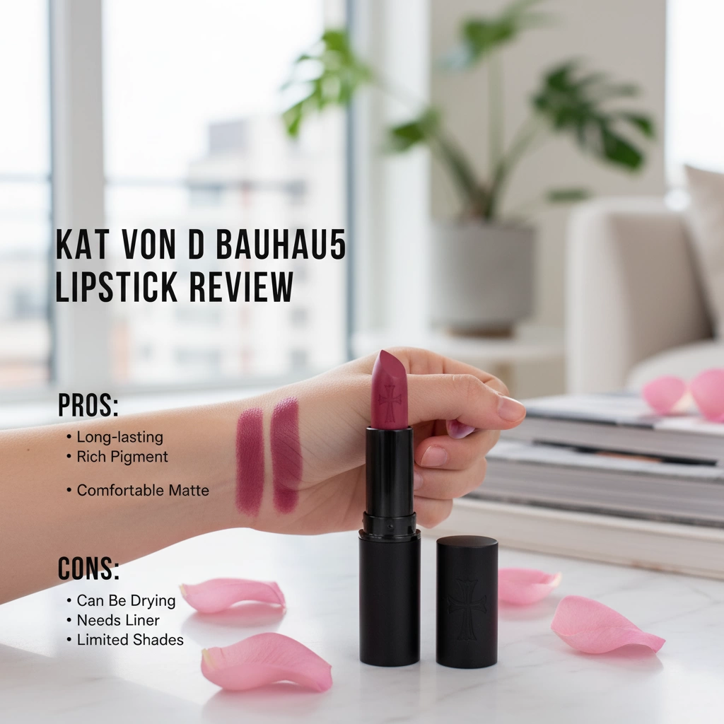 Kat Von D Lippenstift Bauhau5 Bewertung Lang anhaltender Cooler Himbeer Pink Kat Von D Bauhau5 Lippenstift Bewertung Vorteile Nachteile