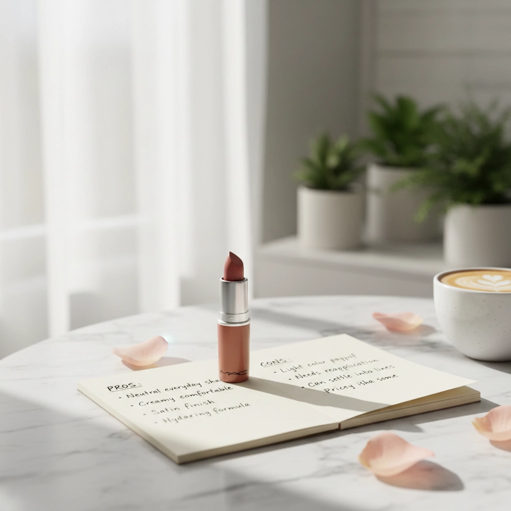 MAC Crème dNude Lipstick İncelemesi Nemlendirici Nude Şeftali Bej MAC Creme DNude Ruj İncelemesi Artıları Eksileri oYucmfEL