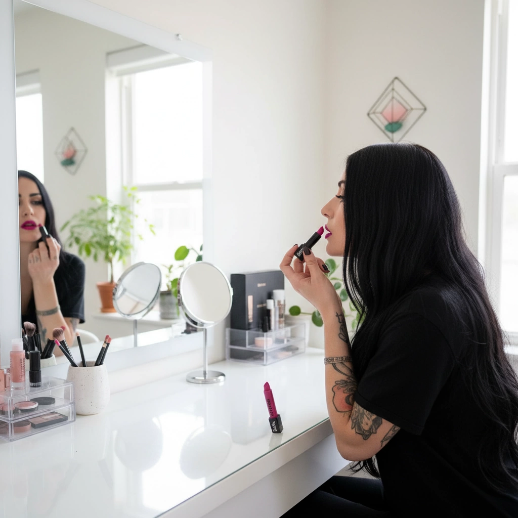 Kat Von D Lippenstift Bauhau5 Bewertung Lang anhaltender Cooler Himbeer Pink Kat von D Bauhau5 Lippenstift Tutorial