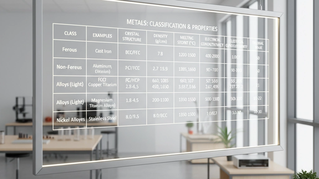 tabla de clasificación y propiedades de metales de material