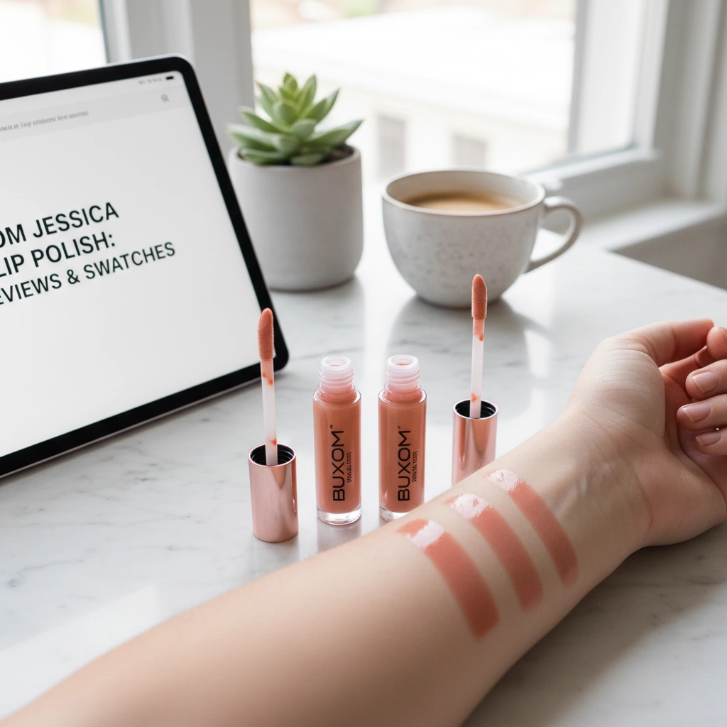 Buxom Jessica Full-On Lip Polish Review aufpolsternder Korallen-Pink-Glanz Buxom Jessica Lip Polish Bewertungen und Swatches