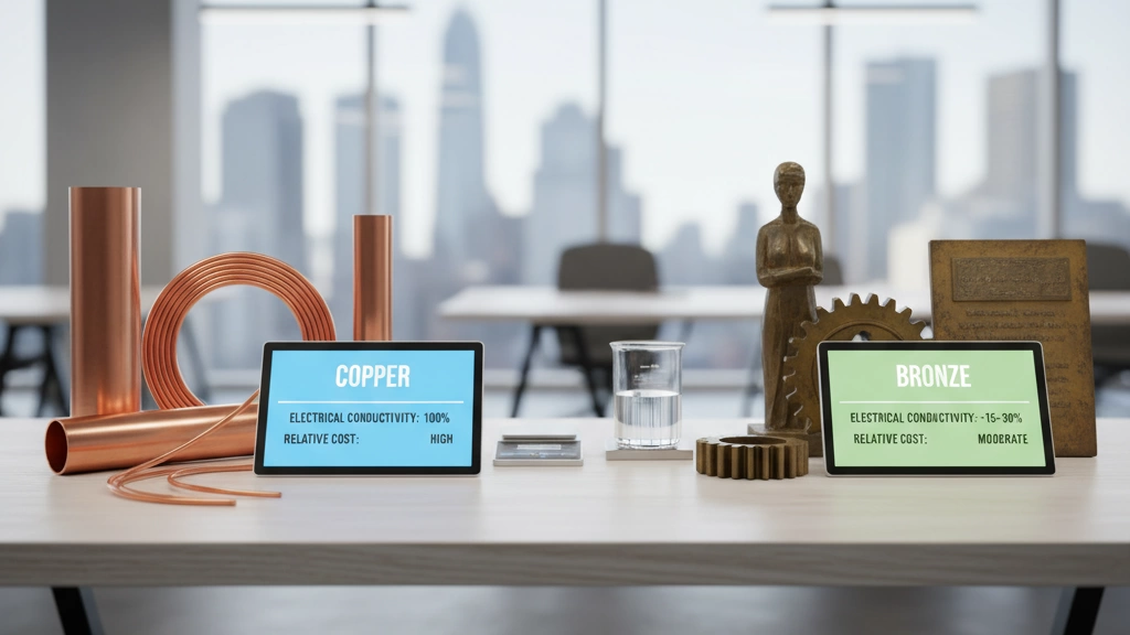 Comparación de conductividad y costo del cobre vs bronce