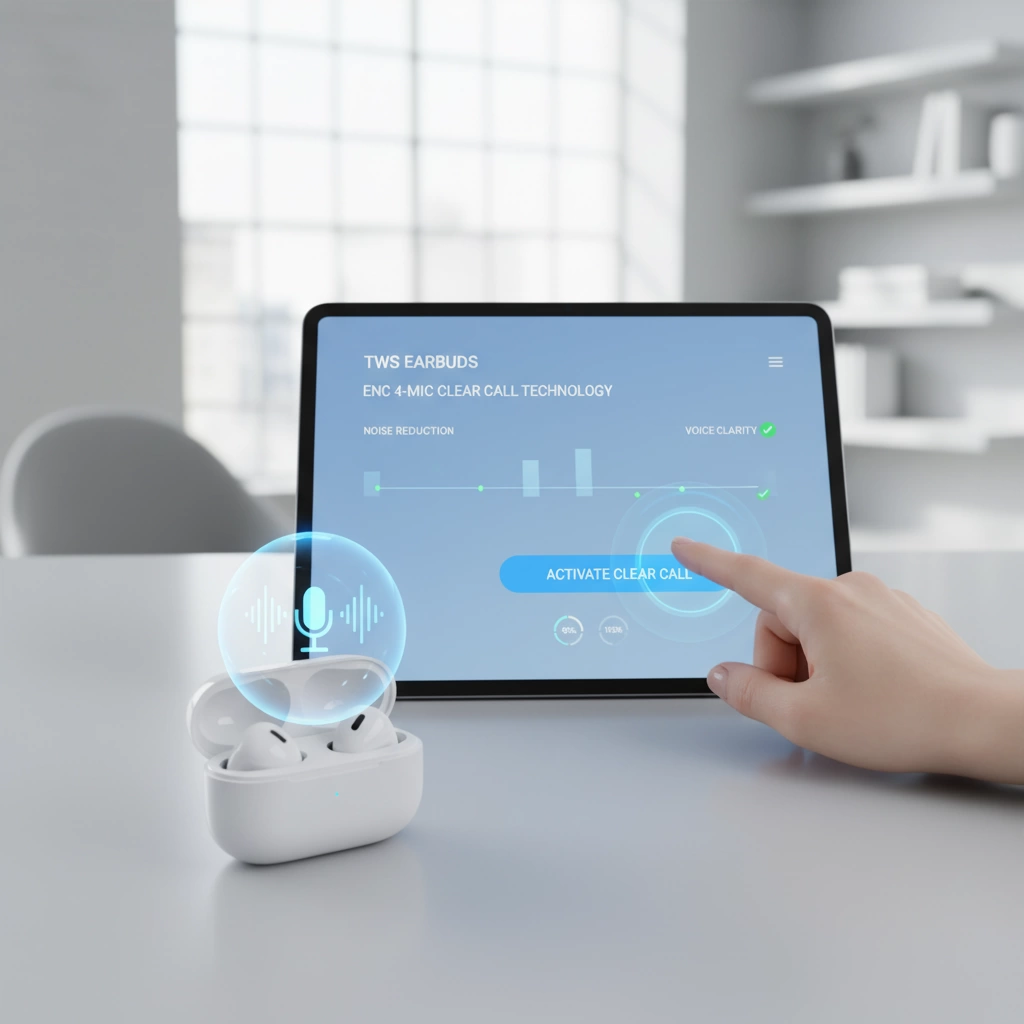 TWS Earbuds ENC 4-Mic Clear Call Technology