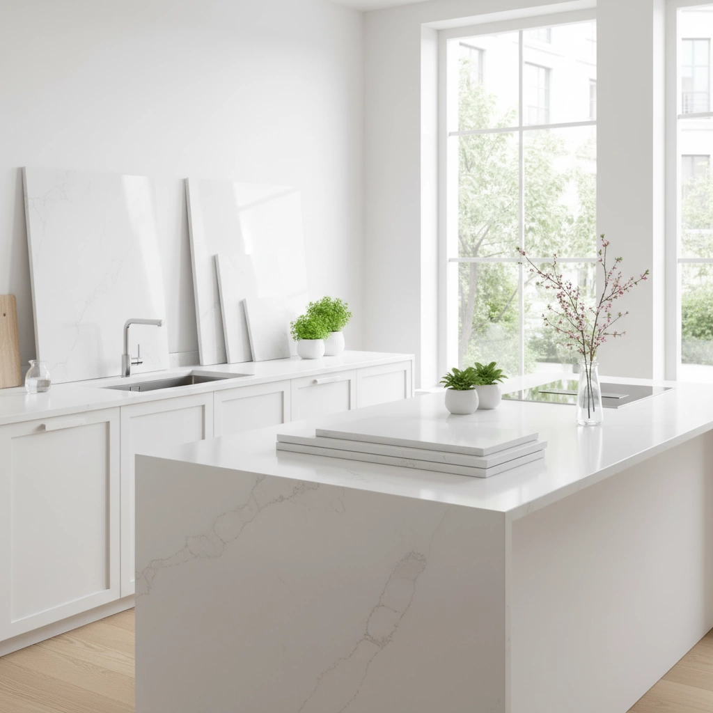 깨끗한 흰색 석영 조리대 제품 2025