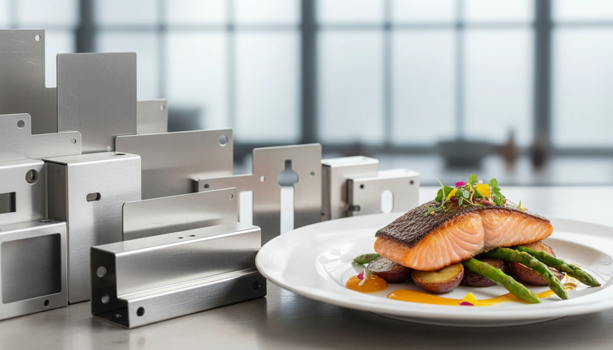 Sheet metal components for food packaging equipment