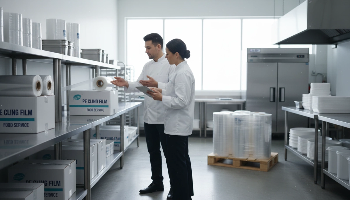 PE Cling Film for Chain Restaurants Food Safe Bulk Rolls 3 Nguồn Cung Cấp Màng Film PE cho Chuỗi Nhà Hàng