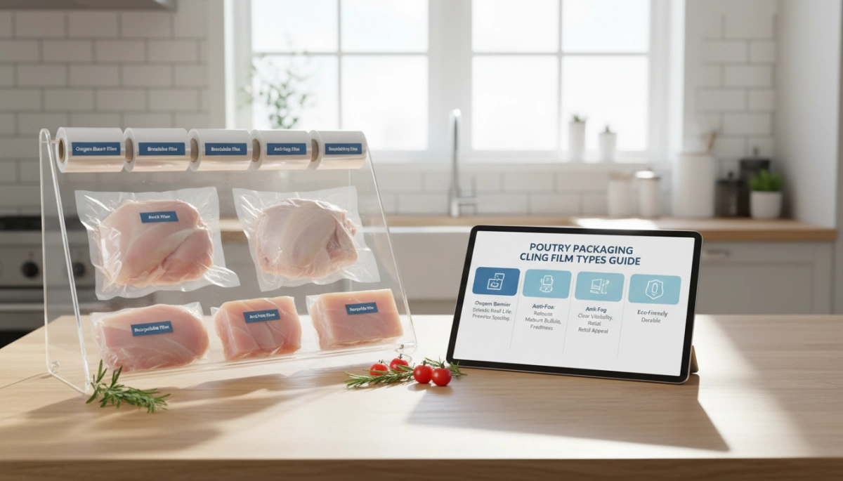 Poultry Packaging Cling Film Guide for Fresh Eco Safe Wrap 1 Guia de Tipos de Filme Transparente para Embalagem de Aves