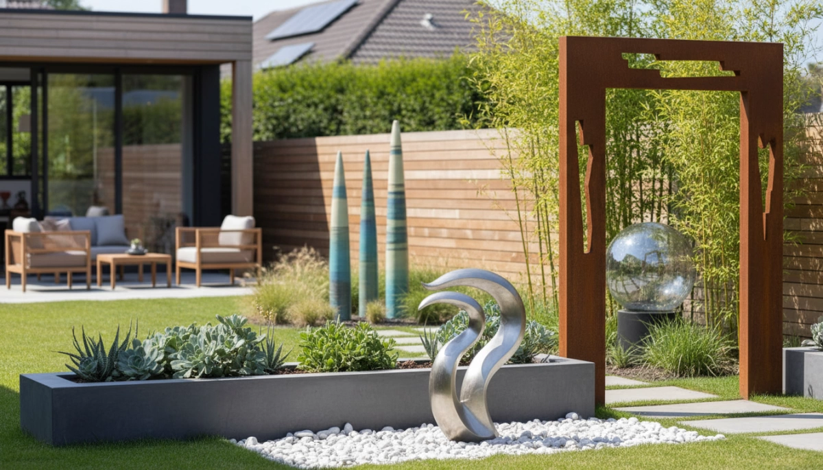 أفكار تمثال حديقة معدني مخصص لحديقتك 2 أفكار لوضع تمثال حديقة معدني مخصص لحديقتك