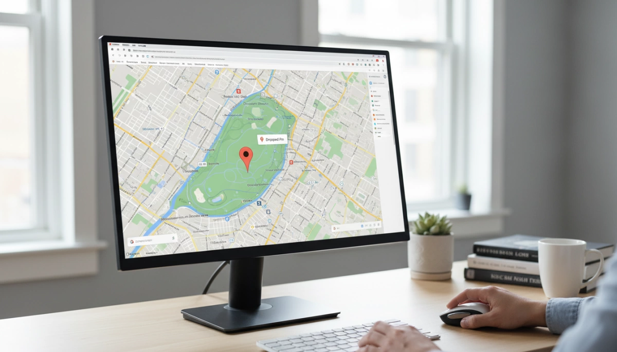 drop a pin on google maps desktop