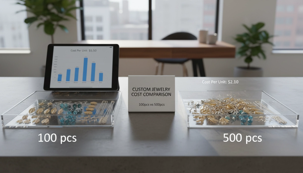 Custom Jewelry Cost 100pcs vs 500pcs Pricing Guide 2 Custom Jewelry Cost Comparison 100pcs vs 500pcs