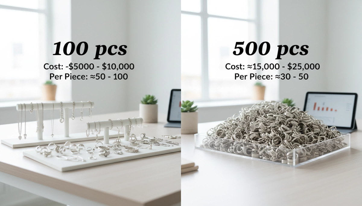 Custom Jewelry Cost 100pcs vs 500pcs Pricing Guide 1 Custom Jewelry Cost Comparison 100vs500pcs