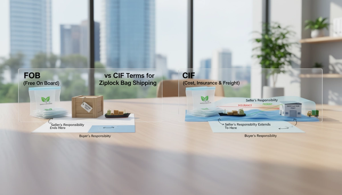 شروط FOB مقابل CIF لطلبات أكياس Ziplock أي خيار يوفر أكثر FOB vs CIF Terms for Ziplock Bag Shipping