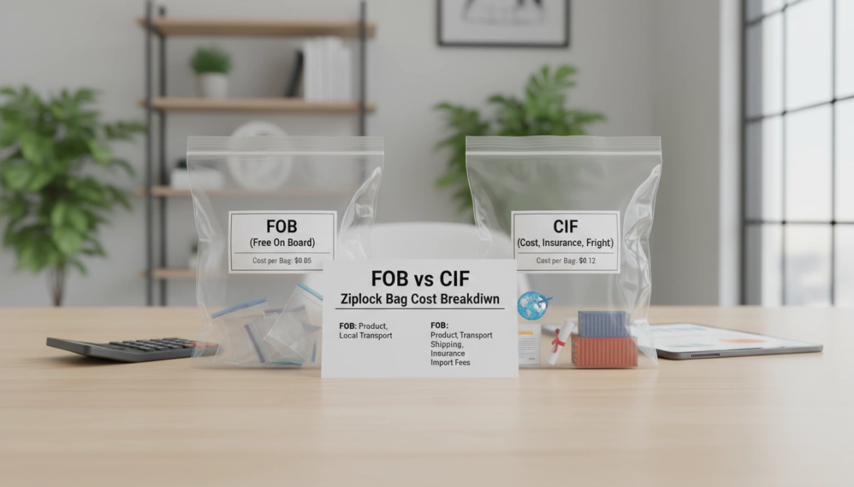 Guía de precios FOB vs CIF para bolsas con cierre zip: costos eficientes para importaciones FOB vs CIF Ziplock Bag Cost Breakdown