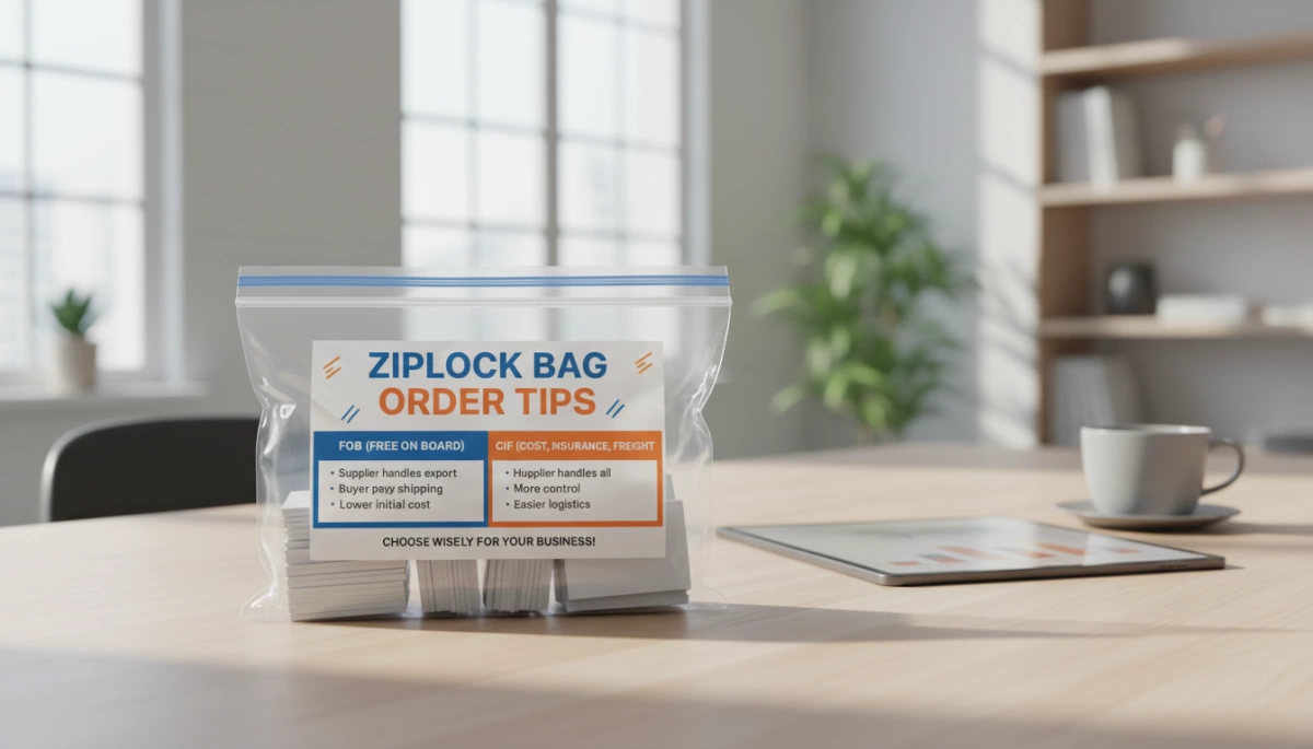 شروط FOB مقابل CIF لطلبات أكياس Ziplock أي خيار يوفر أكثر FOB vs CIF Ziplock Bag Order Tips