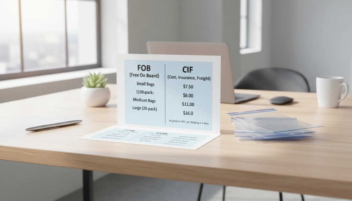 Guía de precios FOB vs CIF para bolsas con cierre zip: costos eficientes para importaciones FOB vs CIF Ziplock Bag Pricing Guide