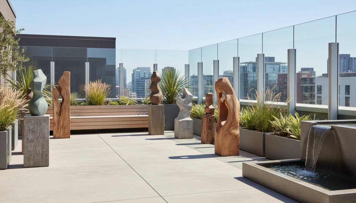 fiberglass garden sculptures with natural finishes