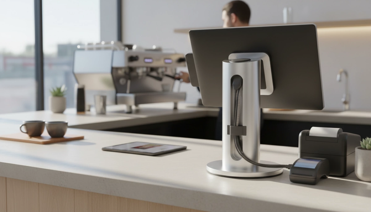 POS-Terminal Metallständer Kabelmanagement Stabilität