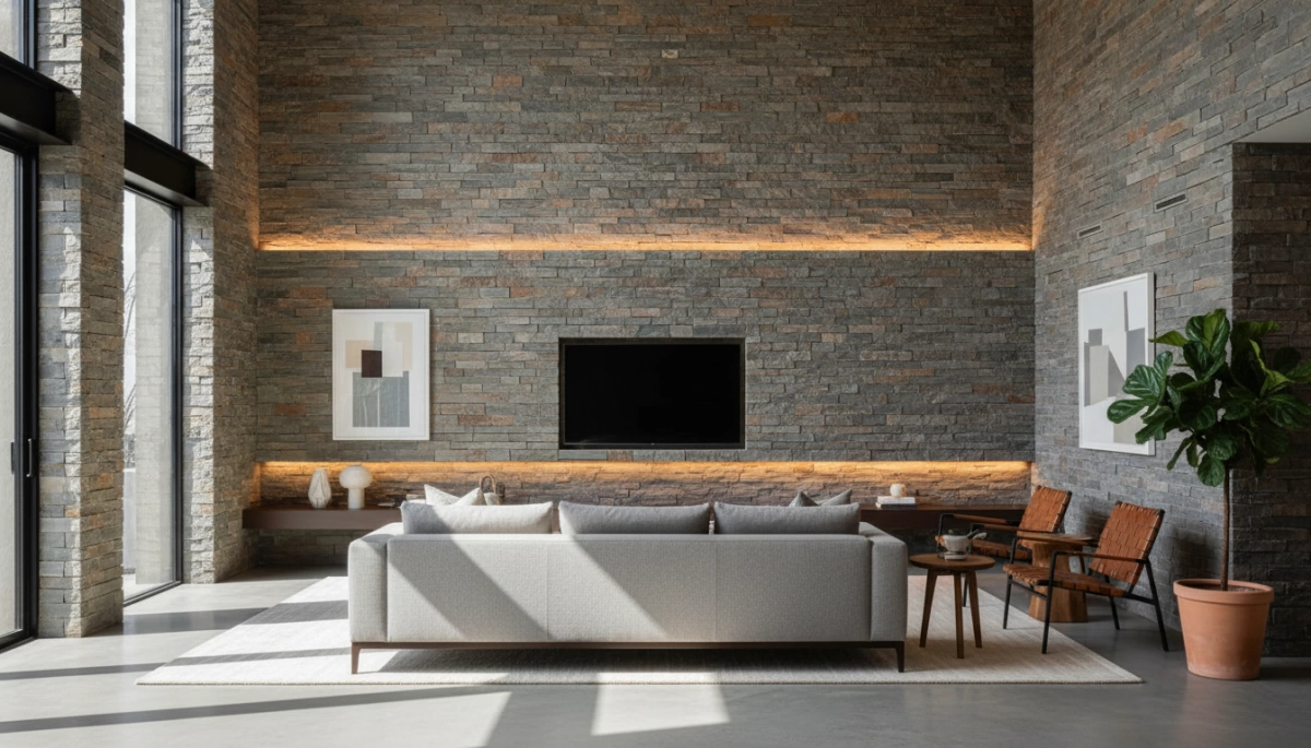 جدران داخلية من الحجر الطبيعي الرقيق