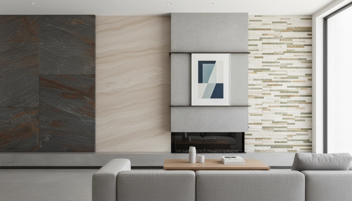 Texturen und Oberflächen von flexiblem Steindekor