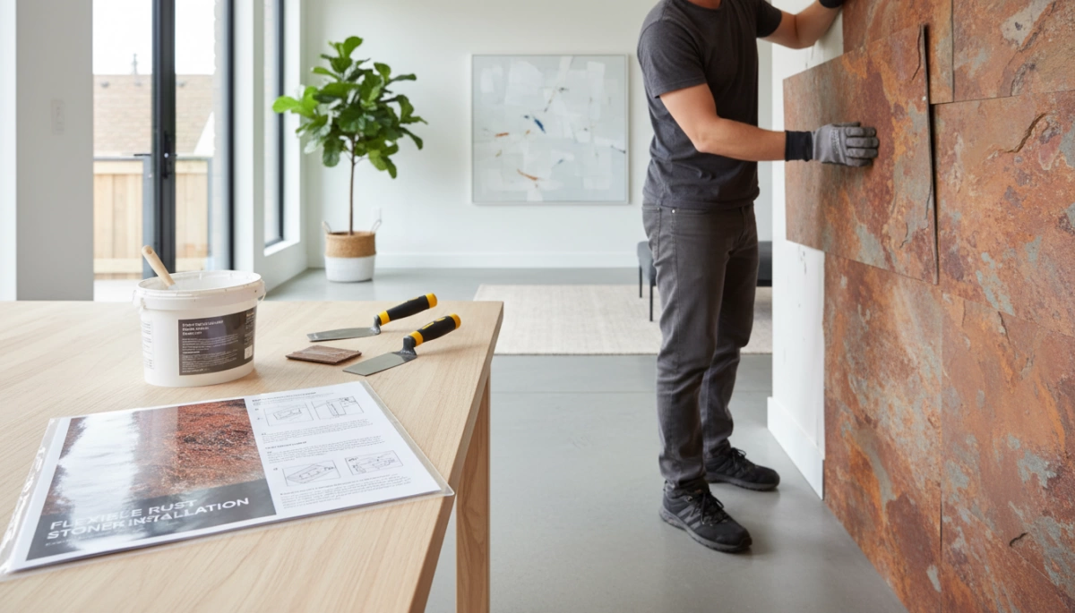 دليل تركيب واجهات الحجر الصدئ المرنة