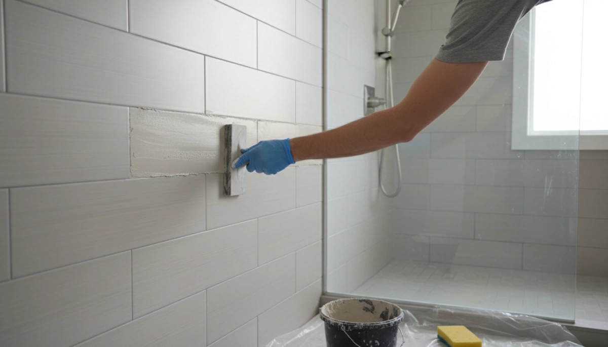 wie man Fliesen in der Duschwand richtig verfugt