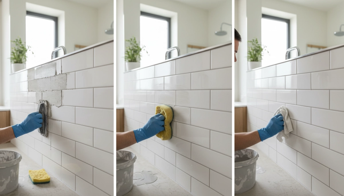 wie man Wandfliesen Schritt für Schritt verfugt