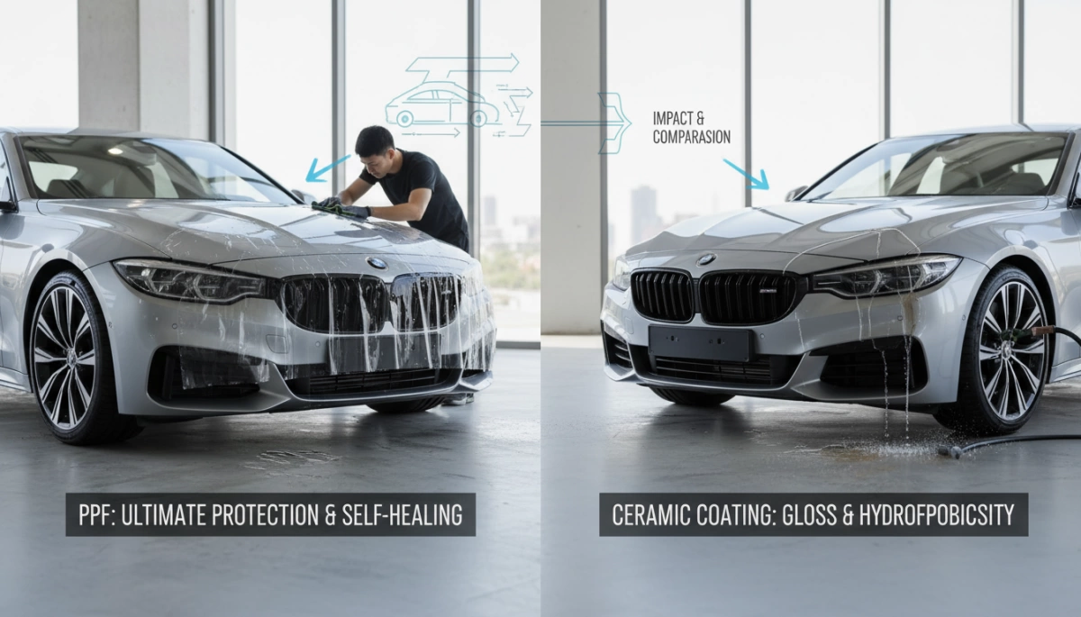 ppf car vs ceramic coating impact and maintenance