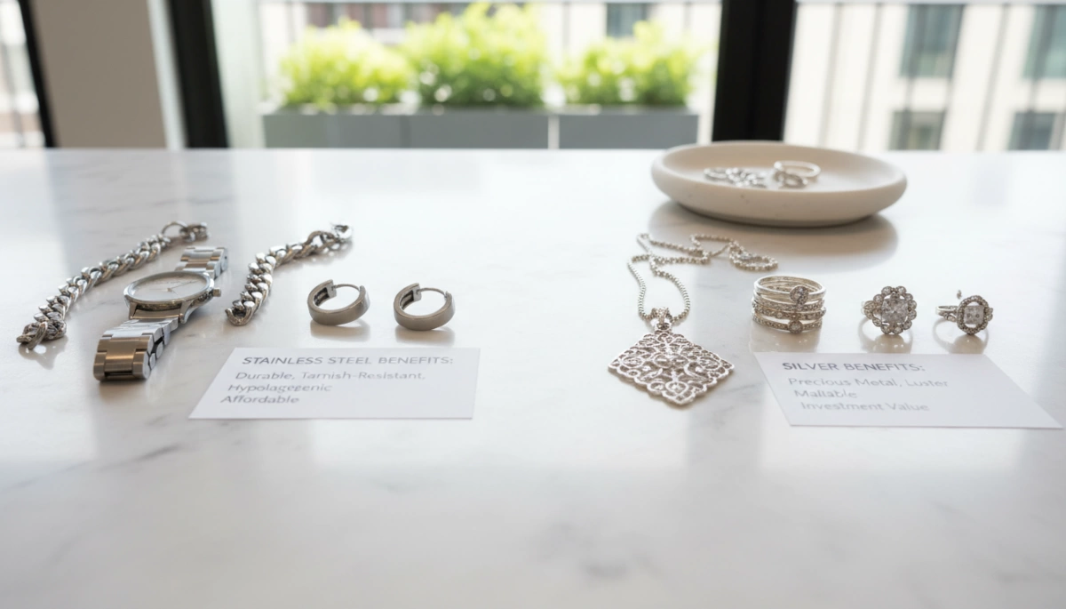 stainless steel vs silver jewelry benefits
