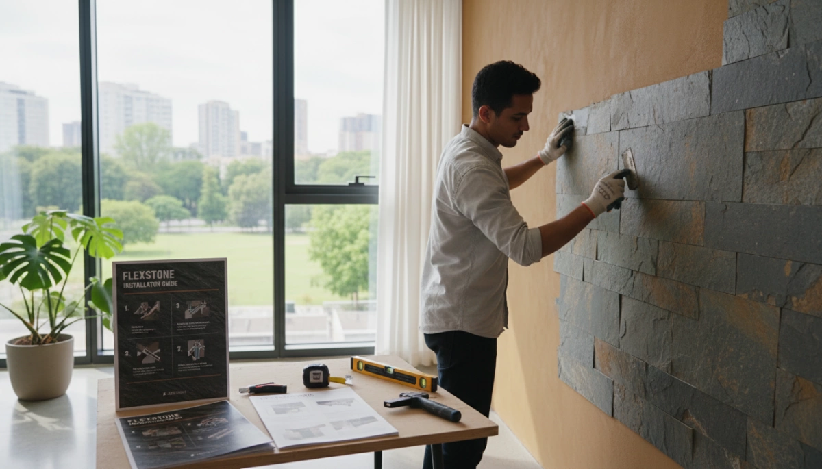 دليل تركيب قشرة الحجر الفاخر المرن