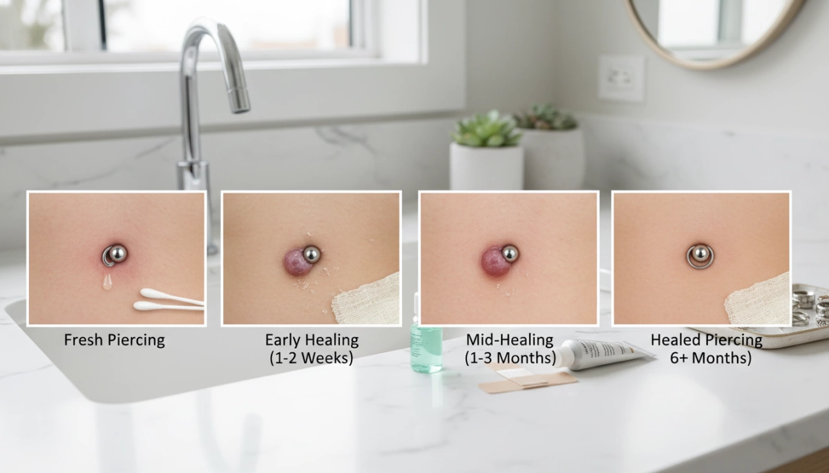 stainless steel body jewelry healing stages