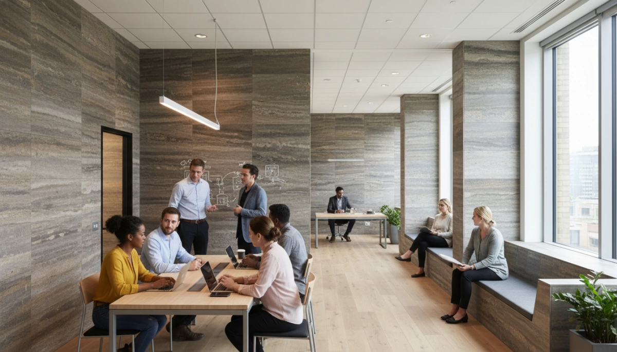 mga ideya sa disenyo ng flexible stone sa opisina