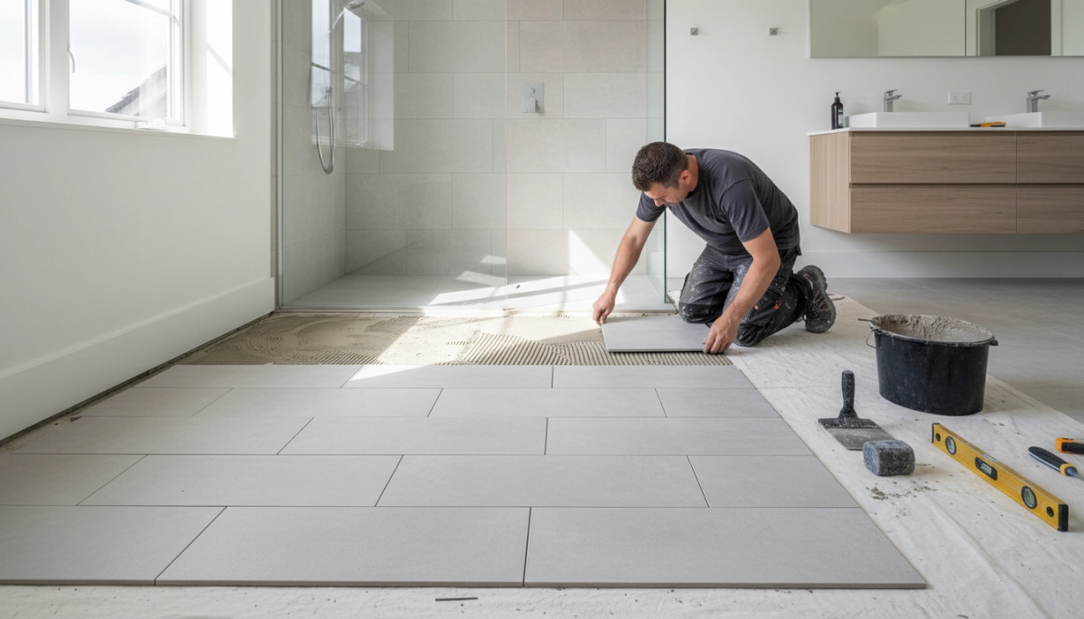 pangangalaga sa pag-install ng porcelain shower floor tile