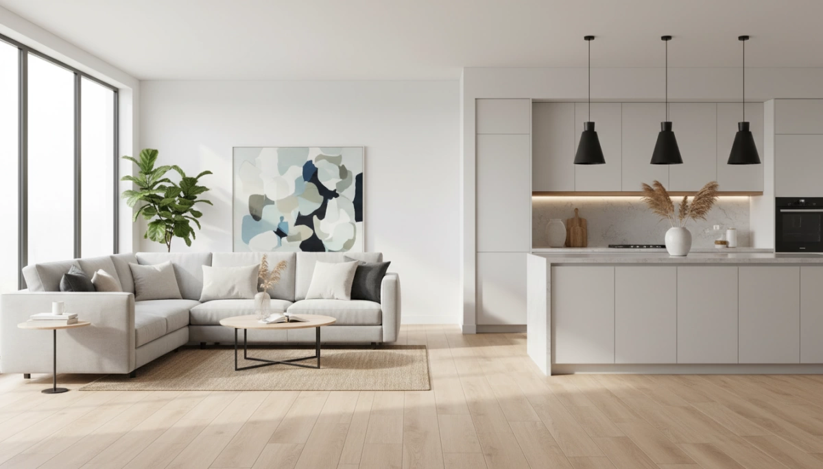 disenyo ng interior gamit ang porcelain tile na mukhang kahoy