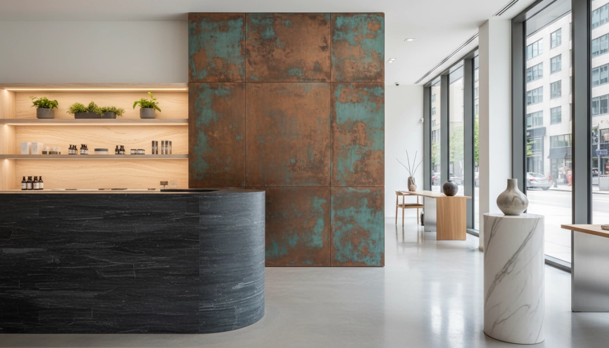 mga elemento ng disenyo ng flexible stone para sa retail