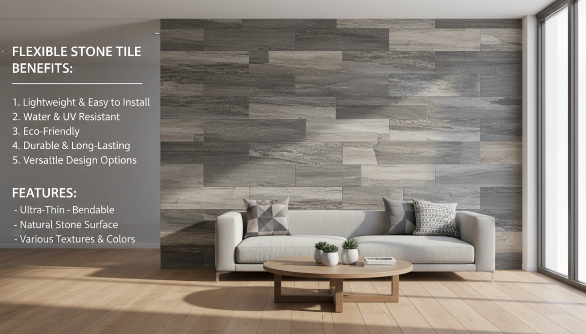 Mga benepisyo at katangian ng flexible na batong tile