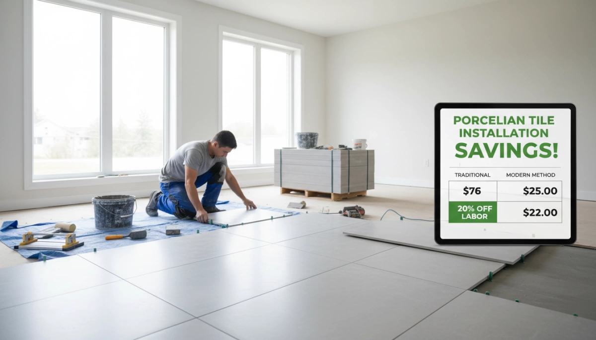 ipon sa pag-install ng porcelain tile flooring