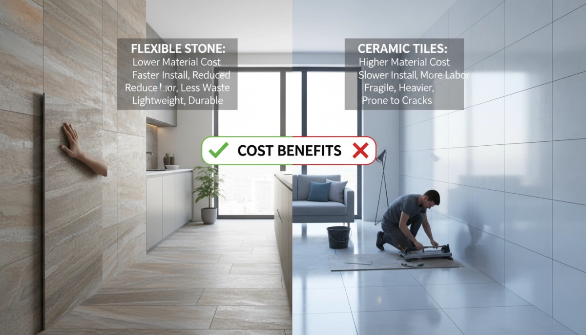 Flexibler Stein vs. Keramikfliesen Kostenvorteile