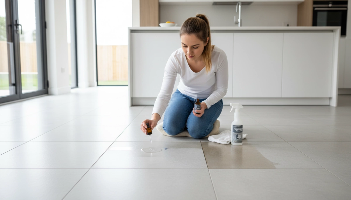 test de scellement et entretien du carrelage en porcelaine