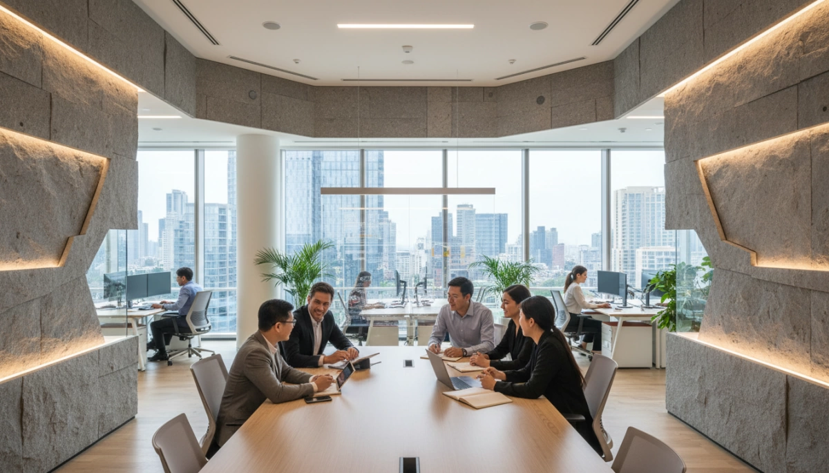 flexible stone wall panels for office buildings