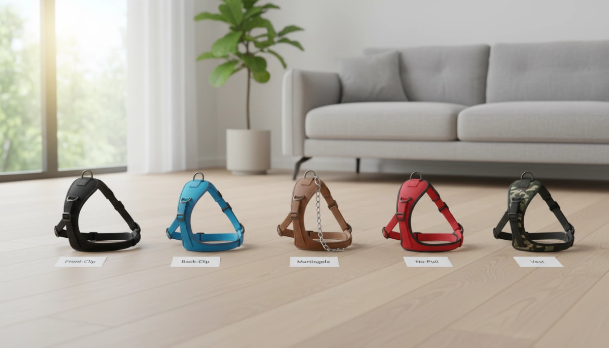 Dog harness types comparison with martingale harness