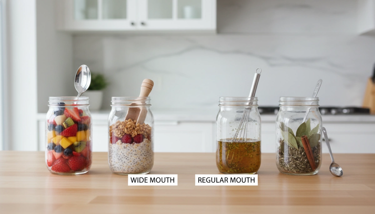 Uso di barattoli Mason a bocca larga vs bocca normale