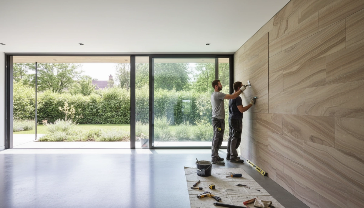 Flexible stone cladding installation methods