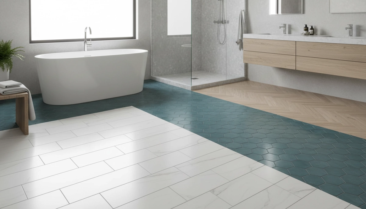 Bodenbelagsfliesen aus Porzellan: Stile und Trends für das Badezimmer