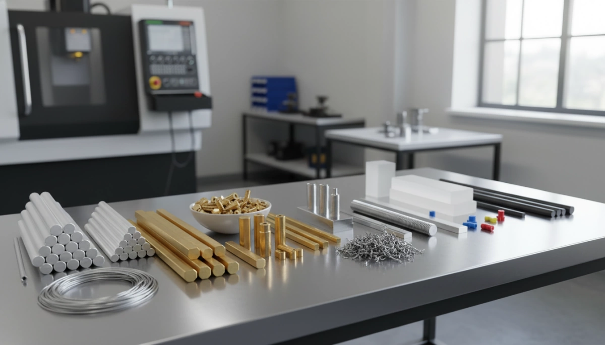 screw machining materials: aluminum, brass, steel, plastics